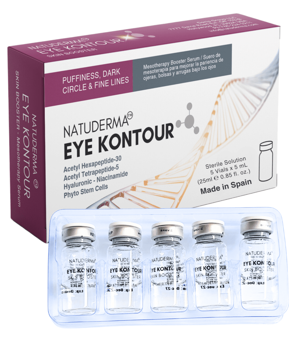 Dark Circle under eyes microneedling serum - mesotherapy products Eye Kontour by Natuderma with stem cells growth factors, peptides, hyaluronic acid and niacinamide