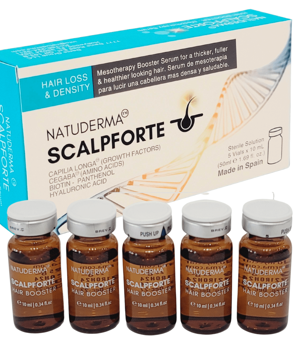 Hair Loss professional microneedling serum Box "Natuderma Scalpforte" with 5 vials x 10ml