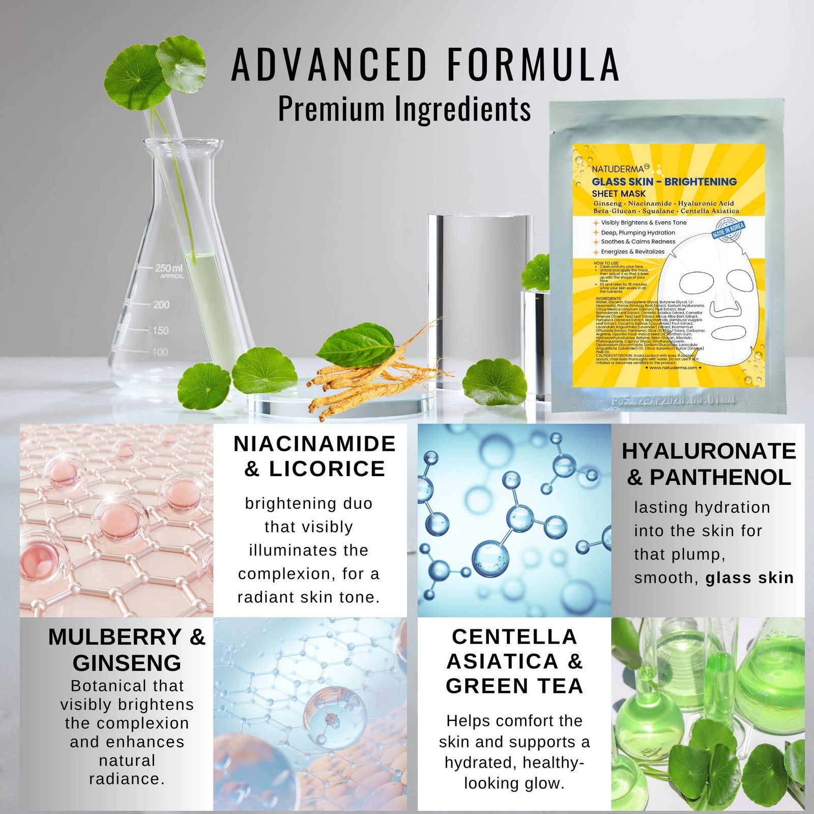 Natuderma Glass Skin Brightening Sheet Mask | Hydrating & Luminous Glow Treatment (5-Pack) - Image 5