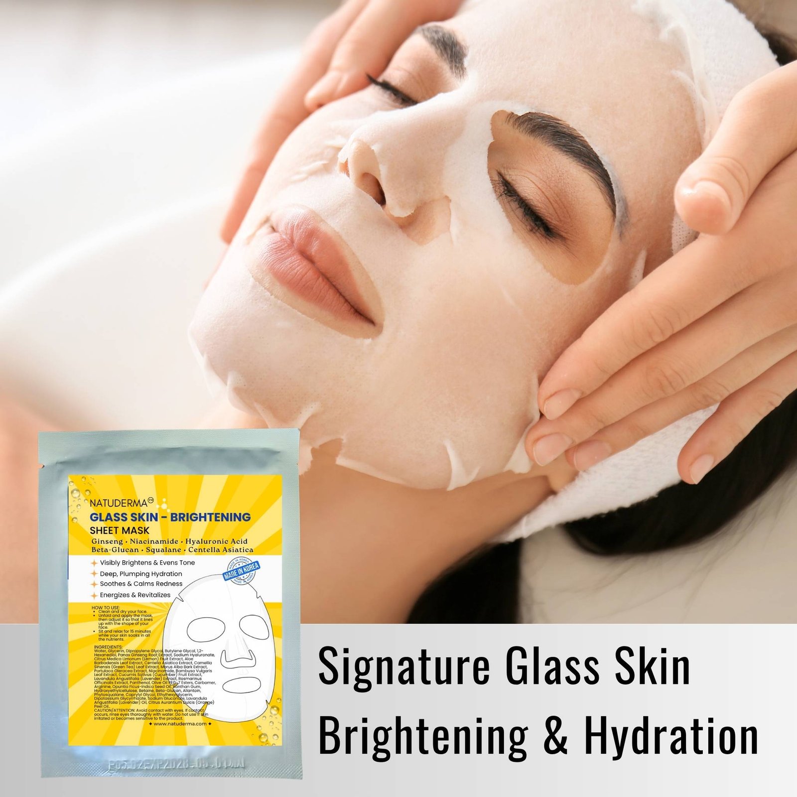 Natuderma Glass Skin Brightening Sheet Mask | Hydrating & Luminous Glow Treatment (5-Pack) - Image 3