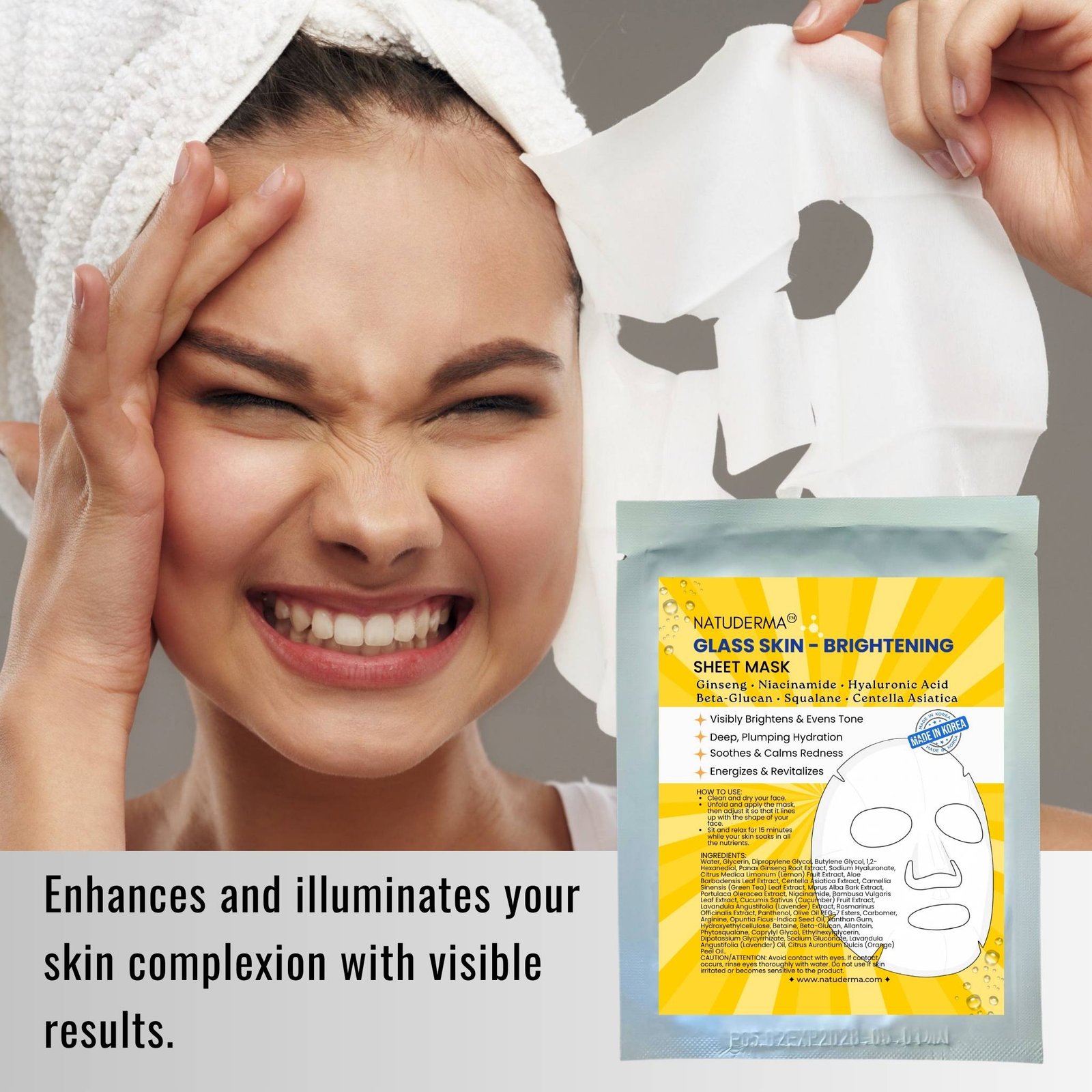 Natuderma Glass Skin Brightening Sheet Mask | Hydrating & Luminous Glow Treatment (5-Pack) - Image 7