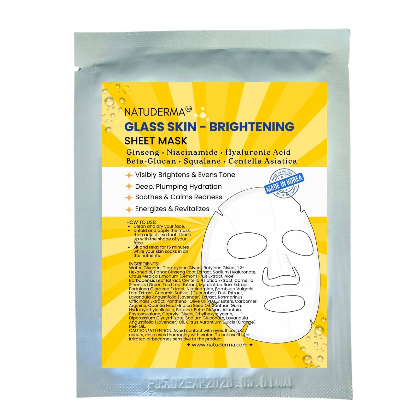 Natuderma Glass Skin Brightening Sheet Mask | Hydrating & Luminous Glow Treatment (5-Pack)
